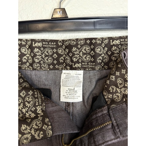 Lee Riders No Gap Waistband Brown Denim Pants Comfort Stretch Size 14 - Picture 3 of 3